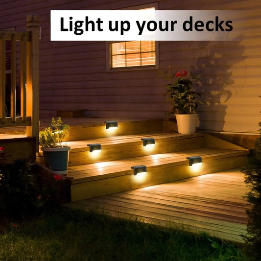 Modern Solar Powered Stair, Deck & Fence Lights - Outdoor Waterproof LED - 8 Pack