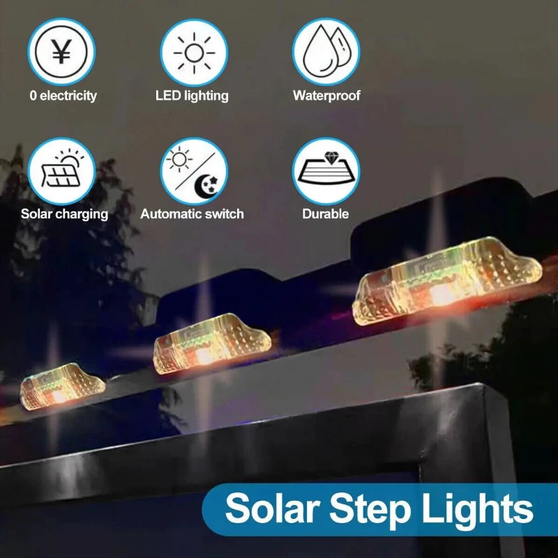 Modern Solar Powered Stair, Deck & Fence Lights - Outdoor Waterproof LED - 8 Pack