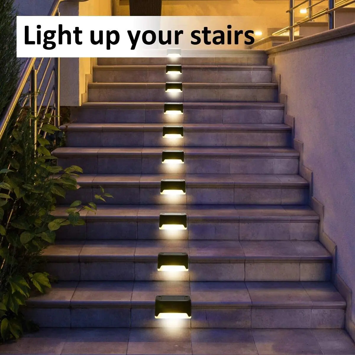 Modern Solar Powered Stair, Deck & Fence Lights - Outdoor Waterproof LED - 8 Pack