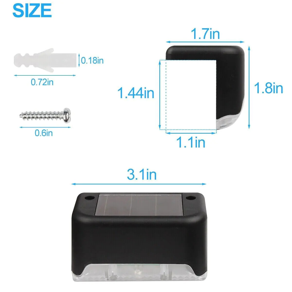 Modern Solar Powered Stair, Deck & Fence Lights - Outdoor Waterproof LED - 8 Pack