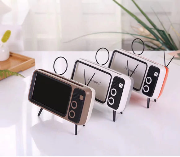 Retro TV Phone Stand with Mini Bluetooth Speaker - PTH800