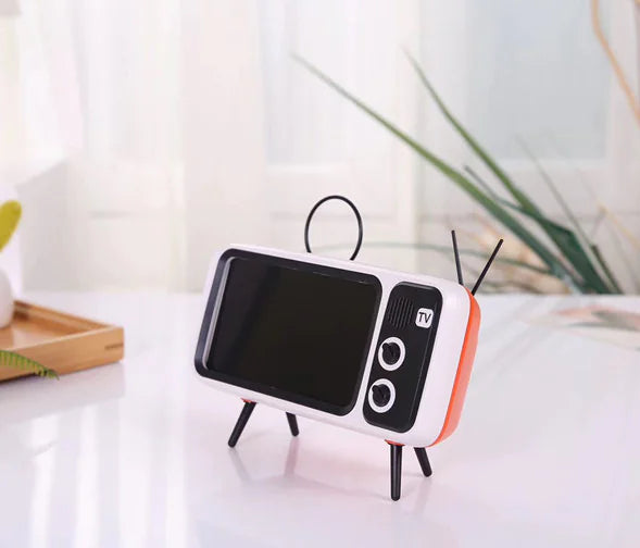 Retro TV Phone Stand with Mini Bluetooth Speaker - PTH800