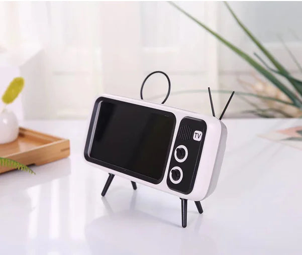 Retro TV Phone Stand with Mini Bluetooth Speaker - PTH800