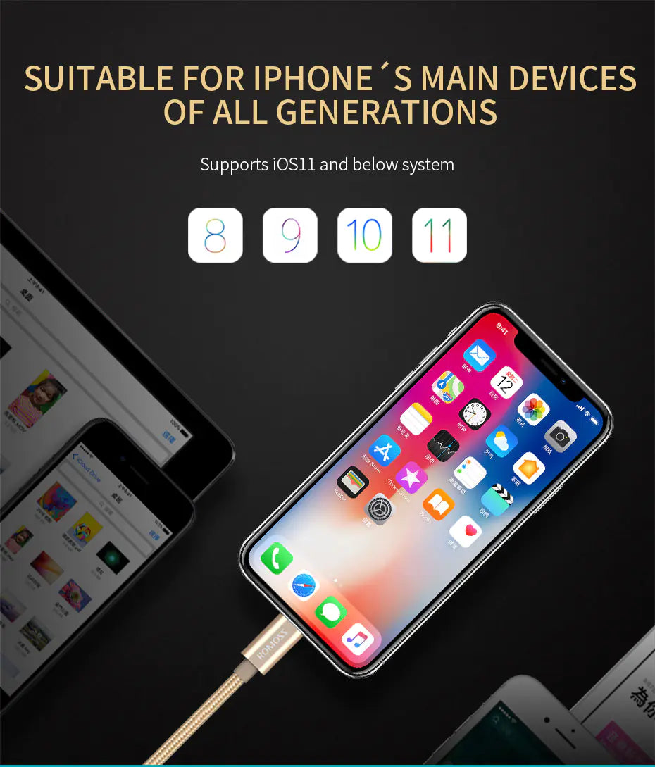 ROMOSS 1.5m 3-in-1 Type-C/Lightning Charging Cable