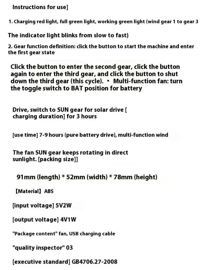 Solar Powered Fan Sun Protection Outdoor Hat