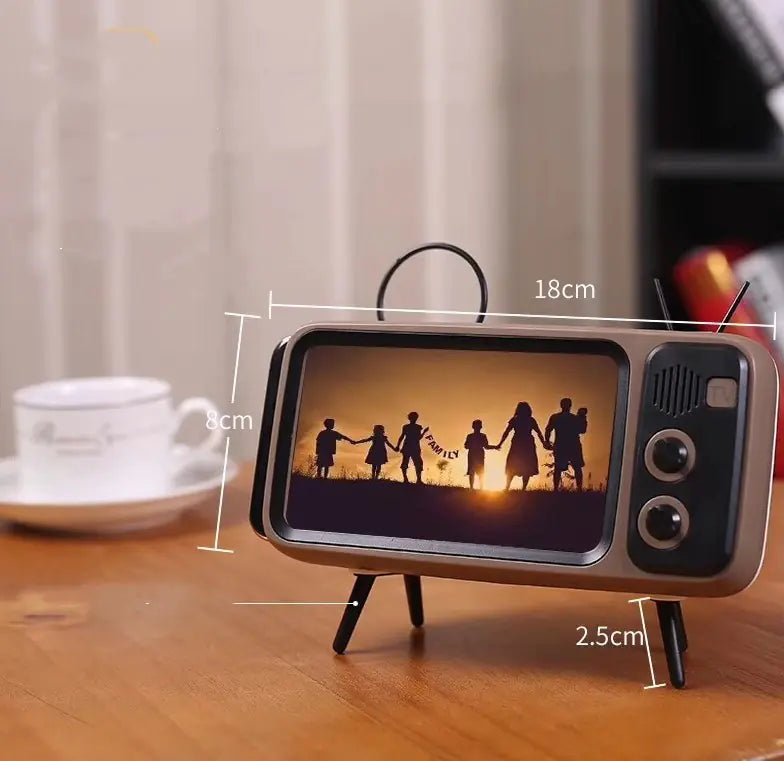 Retro TV Phone Stand with Mini Bluetooth Speaker - PTH800